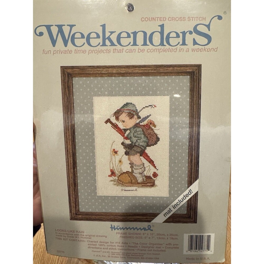 New Weekenders Looks Like Rain Cross Stitch Kit 02775 Framed Picture with Mat